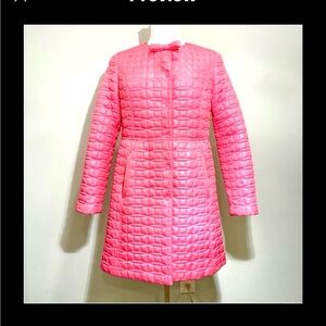 Kate Spade Hot Pink Quilted Puffer Long Female Jacket, Size M